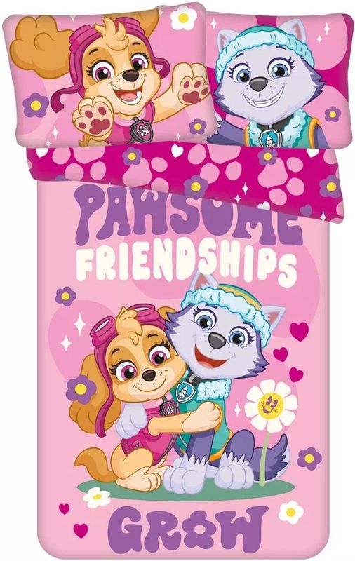Paw Patrol - Pawsome - Peuterdekbedovertrek - Roze - 100 x 135 cm