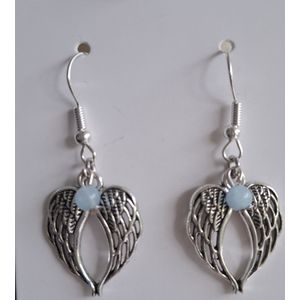 Oorbellen ""Aquamarijn"" Engelenvleugels