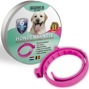 Vlooienband voor honden - Roze - 100% natuurlijk - Vlooien en teken - geschikt voor alle honden - anti allergie - zonder pesticiden