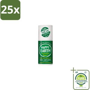 25 x Happy Earth – Deodorant Roll-On – 100% Natuurlijk Bergamot Cedarwood – 75 ml - Grootverpakking - Bergamot - Cederhout - Natuurlijke Deodorant - Roll-on Deodorant - 24 Uur Bescherming