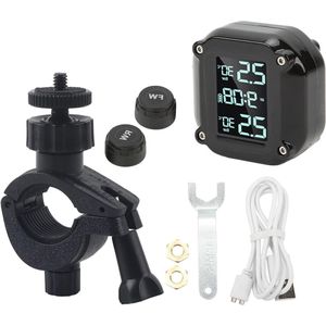 Bandenspanningscontrolesysteem voor Motorfiets met 2 Sensoren USB Opladen LCD-scherm IP67 Waterdicht TPMS voor Veilig Rijden