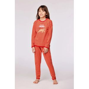 Woody pyjama meisjes/dames - rood gestreept - pony - 252-10-PZG-Z/935 - maat 152
