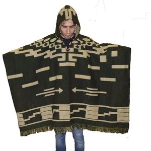 Handgemaakte Mexicaanse stijl poncho in groen