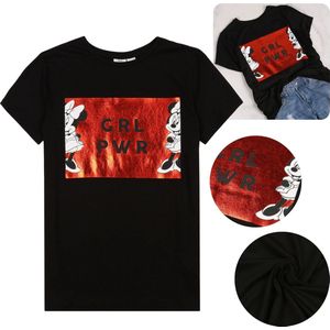 DISNEY Minnie Mouse Zwart T-shirt met korte mouwen voor meisjes GIRL POWER