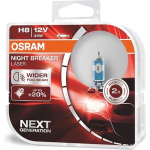 Osram Night Breaker Laser Halogeen lampen - H8 - 12V/35W - set à 2 stuks