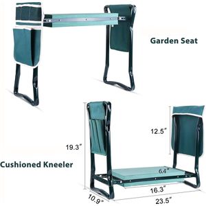 Tuin Kneeler en stoel met EVA-schuim knielende pad - Opvouwbaar - Bonus 2 gereedschapstassen - 2-in-1 - Zwaar draagbaar - Tuinstrand idee voor vrouwen, mannen en ouderen - Tuinman