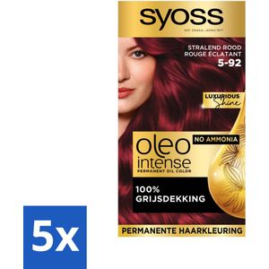 5 x SYOSS - Oleo Intense 5-92 - Haarverf - Permanente Haarkleuring - Stralend Rood - Langdurige Kleur - Haarverf - Permanente Haarkleuring - Stralend Rood - Haarkleur - Haarverf Zonder Ammoniak
