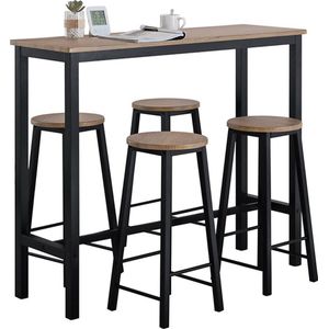 5-delige bartafelset - keukeneetcombinatie - tuinmeubelset - MDF met PVC-blad - stevig metalen frame - hoog draagvermogen - 120 cm x 100 cm x 40 cm tafel, 31 cm x 65 cm x 31 cm krukken