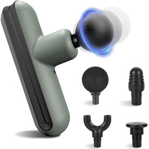 Draagbaar Mini Massagepistool voor Pijnverlichting - Elektrisch Handmassageapparaat met 4 Massagekoppen voor Ontspanning