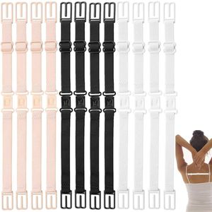 12 Stuks Elastische Bh Schouderbanden - BH straps - BH verlengstuk - Verstelbare Ondergoedriemen - verstelbare beha-bandjes - Voorkomt Wegglijden Bh Band - BH-bandjes Voor Een Strapless Look - Verstelbaar - Met Antislipgesp - Zwart, Wit en Beige