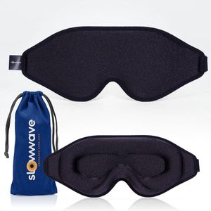 Slowwave Premium 3D Sleep Mask - Geen druk op de ogen dankzij innovatief 3D design - 100% verduisterend - Zacht en ademend traagschuim - Verstelbare band - Inclusief waszakje - Kleur: Midnight Black