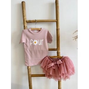 Verjaardag outfit-verjaardag tutu setje-vierde verjaardag-4 jaar-verjaardagjurk-deep pink-verjaardag kleedje kind-daisy thema-fotoshoot kleding meisje-set Daisy (mt 104)