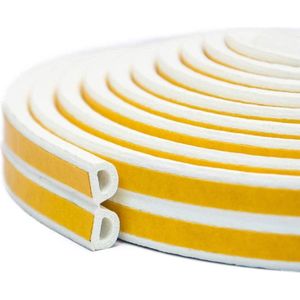Zelfklevende tochtstrip schuimafdichtstrip type D - voor deurraam tegen koude tocht geluiddicht waterdicht stofdicht - 3m x 4 afdichtingen - 12m wit