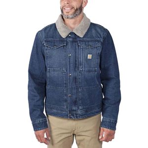 Carhartt - Relaxed Fit Denim Jacket - Blauw - Katoen - Sherpa Voering