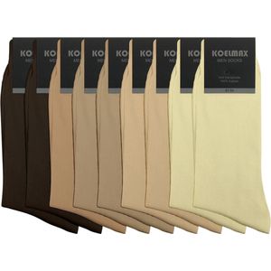 Beige mix - Normale Heren sokken Naadloos 100% katoen - 9 paar - Maat 39-42