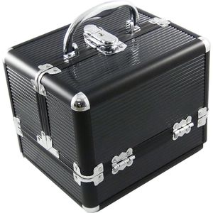 ALU Design Beautycase 22 cm zwart - sieradenvak make-up koffer met cosmeticavak nagelstyliste koffer