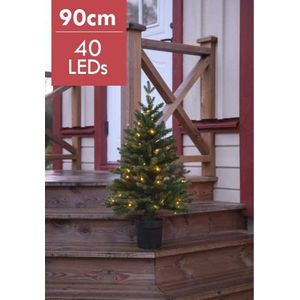Led Kerstboom ""Byske"" 90cm -Ook geschikt voor buiten -lichtkleur: Warm Wit -Werkt op batterijen -Met timer functie -Kerstdecoratie