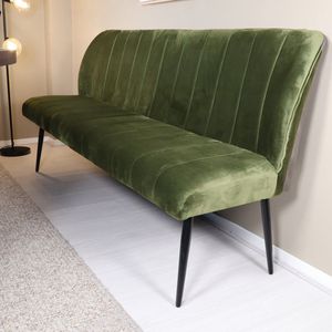 Eetkamerbank 180cm Sally velvet donkergroen 3 zits bank