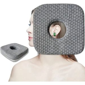 Bovista Kussen Met Gat - Donut Kussen - Ringkussen - Piercing Kussen - Voor Oor - Voor Zijslapers - Zijslaapkussen - Volwassenen - Grijs