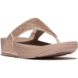 FitFlop - Lulu Crinkled-Shimmer Toe-Post Sandals - Metallic Classic Beige - Slipper