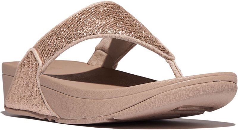 FitFlop - Lulu Crinkled-Shimmer Toe-Post Sandals - Metallic Classic Beige - Slipper