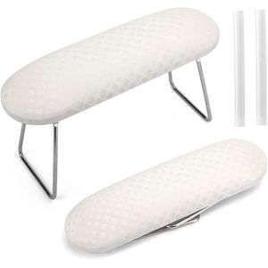 Nagelarmsteun, microvezel nagelhandsteun, zacht leren manicure nagelsteun met antislip, professioneel handkussen, tafelstation voor gebruik door nagelstylisten (wit)
