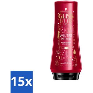 15 x Gliss-Kur - Conditioner - Winter Repair - Herstelt & Verzorgt - 200 ml - Keratine Conditioner - Cranberry Extract - Droge Haar - Beschadigd Haar
