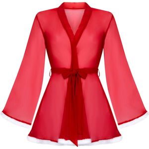 Hunkemöller Dames Nachtmode Kimono Mesh Santa - Rood - maat XS/S