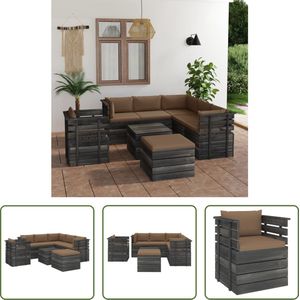 The Living Store Pallet Lounge Set - Garden Furniture - 70x65x71.5 cm - Solid Pine Wood - Taupe