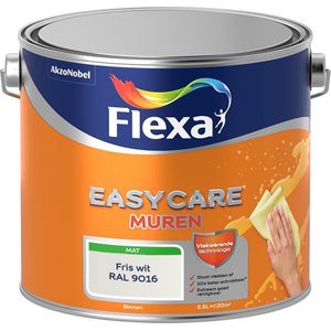 Flexa Easycare Muurverf - Mat - Mengkleur - Fris wit / RAL 9016 - 2,5 liter