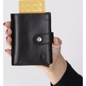 Charmant Style - Pasjeshouder-Portemonnee- Creditcardhouder-Kaarthouder-RFID-Briefgeldvak-Kaarthouder pasjes-Mannen & Vrouwen -100% Echt Leer-Zwart- Palermo Wallet