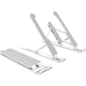 ***Verstelbare & Opvouwbare Laptop Standaard zilver/wit - anti slip - Kunsstof - Geschikt voor Macbook/Ipad - Microsoft/windows - 10 t/m 17 - van Heble®