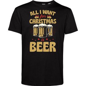 T-shirt All I Want For Christmas Is Beer | Foute Kersttrui Dames Heren | Kerstcadeau | Kerstpakket | Zwart | maat 3XL