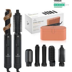 VENEUX® 5 in 1 Föhnborstel - Airstyler - Krulborstel - Multistyler - Diffuser Föhn - Zwart