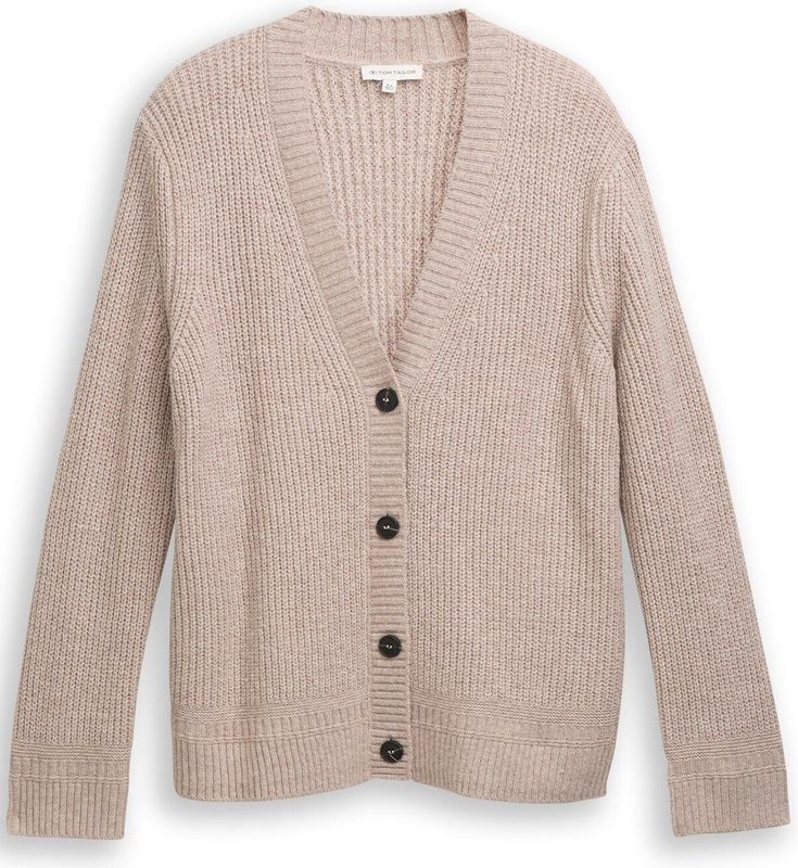 TOM TAILOR - 38330 - Cardigan - Soft Taupe Melange - Gebreid Vest voor Dames