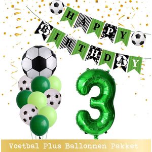 Cijfer Ballon 3 Jaar - Voetbal Ballonnen - Snoes - Pluspakket - set van 12 Sport Voetbalfan Voetbal Jongen/Meisje - Sportieve - Voetbal Vrouwen Mannen - Kinderfeestje - Verjaardag - Helium Ballon nummer 3