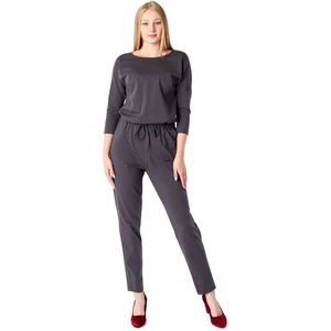 Ladeheid Dames Jumpsuit - Korte mouwen - Lange broek - Katoen - BLV-BLV50-212-OV - Grafiet - S