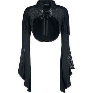 Gothicana Zwarte kanten bolero met trompetmouwen - Dames - M