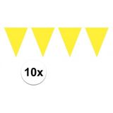 10x vlaggenlijn / slinger geel 10 meter - totaal 100 meter - slingers