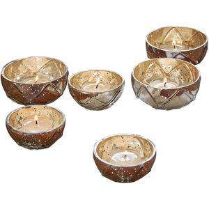 LOBERON - Amalinae - Windlicht Set van 6 - Antiekzilverkleurig