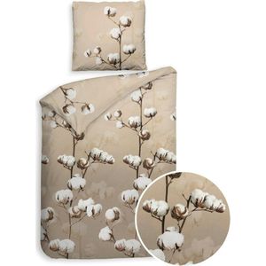 Heckett & Lane Moos Dekbedovertrek - Flanel - Eenpersoons - 140x200/220 cm - Natural Beige