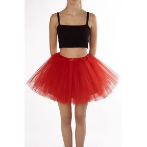 KIMU® Tutu Rood Tule Rokje - Maat 110 116 122 128 134 140 - Rode Petticoat Rok Kind - Ballet Pakje Meisje Supergirl Aarbei Festival