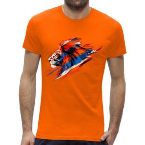 Heren shirt Oranje /Leeuw NL vlag / EK mannen shirt / WK Heren shirt / Oranje Koningsdag shirt/ Maat S