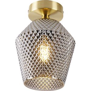 QAZQA karce - Art Deco Dimbare LED Smart Plafondlamp incl. wifi met Dimmer - 1 lichts - �Ø 17 cm - Messing - Woonkamer | Slaapkamer | Keuken