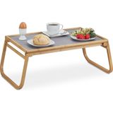 Relaxdays ontbijt op bed dienblad - inklapbaar - bedtafel poten - bamboe - natuur - 60cm