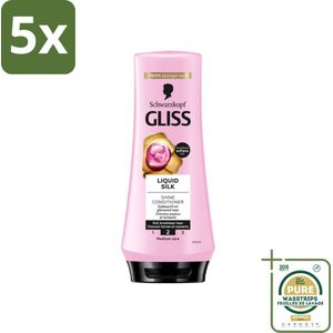 5 x Gliss - Hair Repair - Conditioner met Liquid Silk voor Zijdezacht Haar - 200 ml - Grootverpakking - Haarverzorging - Zijdezachte Glans - Haarrepair - Glansversterking - Droog Haar