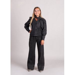 FRNCH - Clarkia - Jeans - Zwart - Wide-leg met Grote Voorzakken