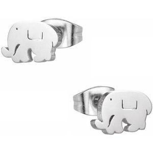 Aramat jewels ® - Zweerknopjes oorbellen olifantje zilverkleurig chirurgisch staal 10mm x 6mm