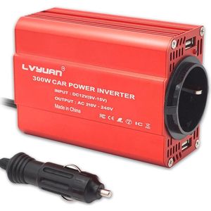 300W DC naar AC Omvormer met Dubbele USB Poorten en EU Stopcontacten - Ideaal voor Reizen