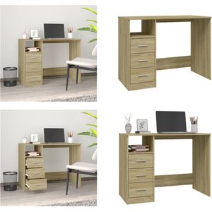 vidaXL Bureau met lades 102x50x76 cm bewerkt hout sonoma eikenkleurig - Bureau - Bureaus - Tafel - Tafels